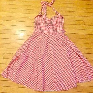 Pink pinup gingham halter dress